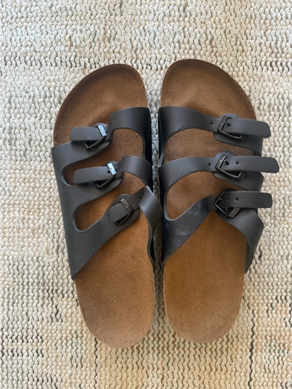 Birkenstock Florida Classic Three-Strap Women's Sandals in Black Sz 40 - New